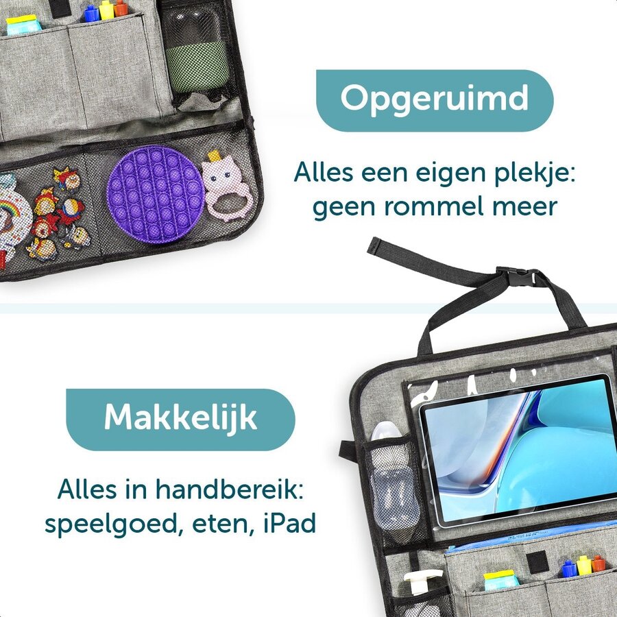 ForDig Universele Auto Organizer met Tablet Houder - Grijs - 2 Stuks