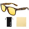 ForDig ForDig Nachtbril (Leopard) - Incl. Brillenhoes en Schoonmaakdoek - Overzetbril Auto - Opzetbril Nacht - Geel Overzet Bril Computer - Gele Night Vision Glasses - Autobril Gamebril Computerbril Beeldschermbril tegen Licht - Unisex