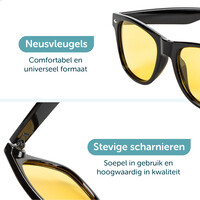 ForDig Nachtbril (Zwart) - Incl. Brillenhoes en Schoonmaakdoek - Overzetbril Auto - Opzetbril Nacht - Geel Overzet Bril Computer - Gele Night Vision Glasses - Autobril Gamebril Computerbril Beeldschermbril tegen Licht - Unisex