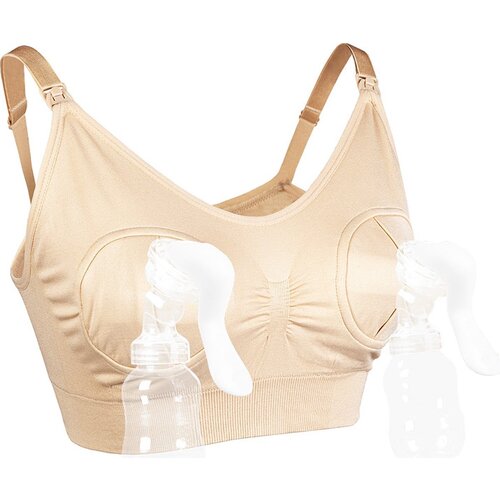 ForDig 2-in-1 Kolf en Voedingsbeha - BH voor Kolven & Voeding - Extra Verstelbaar Baby Voedings Beha - Voedingsbh - Kolfbh - Voedingbeha - Kolfbeha - Bralette  - Beige - Maat M 