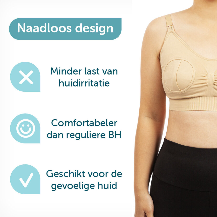 ForDig 2-in-1 Kolf en Voedingsbeha - BH voor Kolven & Voeding - Extra Verstelbaar Baby Voedings Beha - Voedingsbh - Kolfbh - Voedingbeha - Kolfbeha - Bralette  - Beige - Maat S