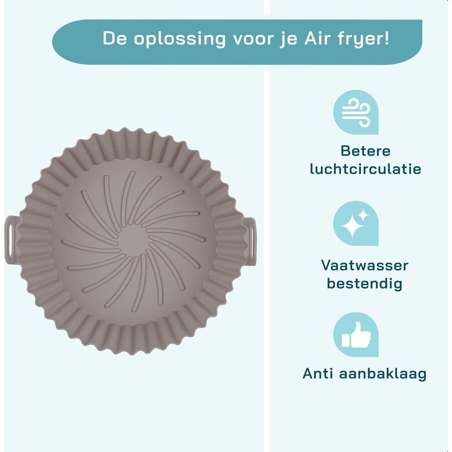 ForDig Siliconen bakje Rond - Bakvorm / Bakpapier - Geschikt voor Phillips Airfryer XL & XXL / Princess Aerofryer / Tefal Easy Fry / Tristar Crispy Fryer - 20cm