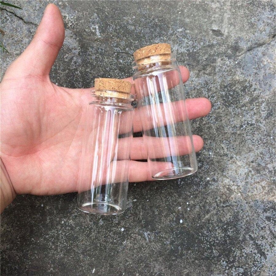 ForDig Glazen Mini Flesjes Met Kurk - Decoratie flesjes - Inhoud 65 ml - Set van 5 Stuks