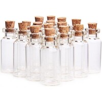 ForDig Glazen Mini Flesjes Met Kurk - Decoratie flesjes - Inhoud 5 ml - Set van 20 Stuks