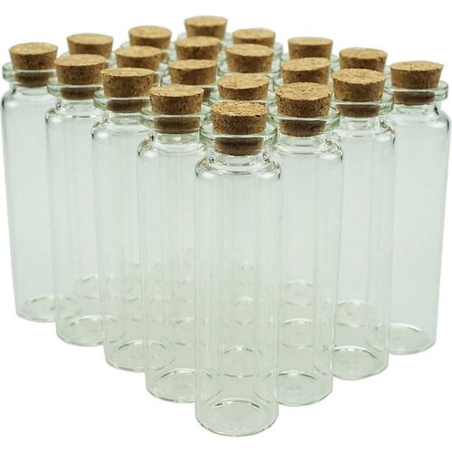 ForDig Glazen Mini Flesjes Met Kurk - Decoratie flesjes - Inhoud 20 ml - Set van 20 Stuks 