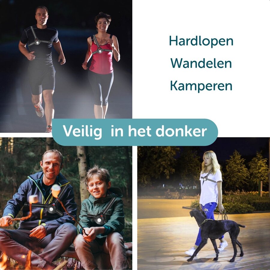 ForDig Veiligheidsvest met Verlichting - Reflecterend Hardloopvest met LED Lampjes & USB Oplaadbaar - Verstelbaar Hardloophesje Geschikt voor Wandelen / Joggen / Hardlopen / Fietsen / Schaatsen - One Size Fits All