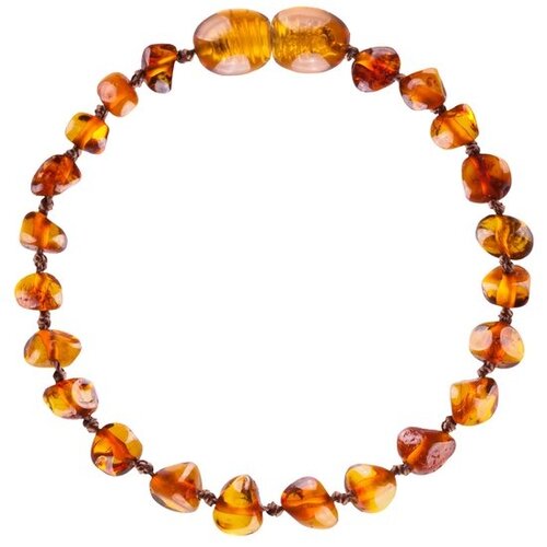 Wild Sun Barnsteen Armband Baby / Peuter - Amber Enkelbandje - Baltische Barnsteen - Pijnstillend bij Doorkomende Tanden - 14 cm - Cognac 