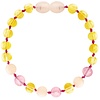 ForDig Wild Sun Barnsteen Armband Baby / Peuter - Amber Enkelbandje - Baltische Barnsteen - Pijnstillend bij Doorkomende Tanden - 14 cm -  Lemon / Rose Quartz / Pink Jade