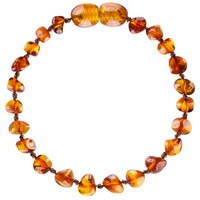 Wild Sun Barnsteen Armband Kind - Amber Enkelbandje - Baltische Barnsteen – 16,5 cm - Cognac