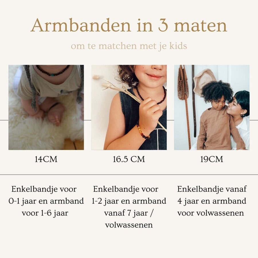 Wild Sun Barnsteen Armband Kind - Amber Enkelbandje - Baltische Barnsteen – 16,5 cm - Lemon / Rose Quartz / Pink Jade