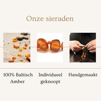 Wild Sun Barnsteen Armband Kind - Amber Enkelbandje - Baltische Barnsteen – 16,5 cm - Milk / Cognac