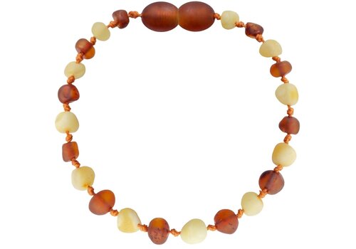 Wild Sun Barnsteen Armband Kind - Amber Enkelbandje - Baltische Barnsteen – 16,5 cm - Milk / Cognac 