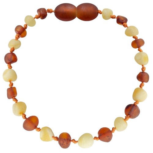 Wild Sun Barnsteen Armband Kind - Amber Enkelbandje - Baltische Barnsteen – 16,5 cm - Milk / Cognac 