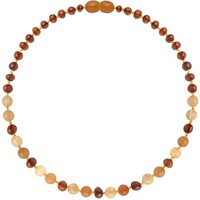 Wild Sun Barnsteen Ketting Baby / Peuter - Amber Ketting - Baltische Barnsteen – Pijnstillend bij Doorkomende Tanden - 32 cm – Cognac / Aventurijn