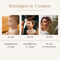 Wild Sun Barnsteen Ketting Baby / Peuter - Amber Ketting - Baltische Barnsteen – Pijnstillend bij Doorkomende Tanden - 32 cm – Cherry / Turquoise / Jade