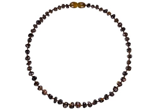 Wild Sun Barnsteen Ketting Kind - Amber Ketting - Baltische Barnsteen – 36 cm –Dark Green 