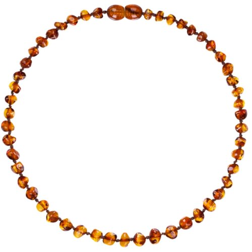 Wild Sun Barnsteen Ketting Volwassene - Amber Ketting - Baltische Barnsteen – 45 cm – Cognac 