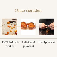 Wild Sun Barnsteen Ketting Volwassene - Amber Ketting - Baltische Barnsteen – 45 cm – Cognac / Cherry