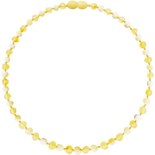 Wild Sun Barnsteen Ketting Volwassene - Amber Ketting - Baltische Barnsteen – 45 cm – Lemon / Milk 