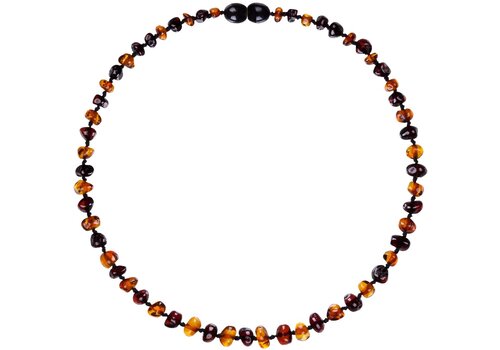 Wild Sun Barnsteen Ketting Volwassene - Amber Ketting - Baltische Barnsteen – 45 cm – Cognac / Cherry 