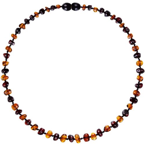 Wild Sun Barnsteen Ketting Volwassene - Amber Ketting - Baltische Barnsteen – 45 cm – Cognac / Cherry 