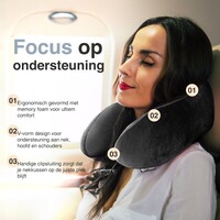 ForDig Premium Nekkussen - Inclusief Slaapmasker & Oordopjes - Memory Foam Reiskussen - Ergonomisch Vliegtuig Reis Nek Kussen - Neksteun Reiskussentje Auto - Air Travel Pillow