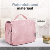 ForDig Toilettas Roze - Hanging Toilet Reis Tas met Haak - Hangend Make-Up Etui Organizer voor Toiletartikelen - Toiletry Bag voor Dames & Heren - Reizen & Kamperen Koffer Accessoires
