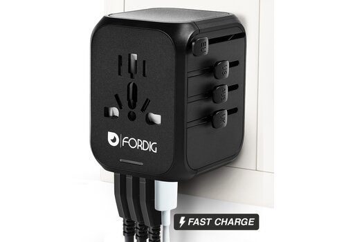 ForDig Universele Wereldstekker - 3 USB Poorten en 1 USB C - 2000W 