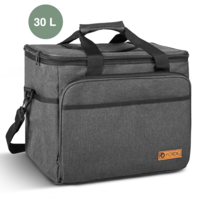 ForDig Koeltas XL (30 liter) - Gemaakt van 600D Polyester met PEVA-Voering - Ruimte voor 40 Blikjes of 20 Halve Liter Flessen - Opvouwbaar Koel Tas met Easy-Acces Flap - Ruimte voor Bestek - Picknick Cool Bag - Coolerbag - Grote Cooler - Zwart