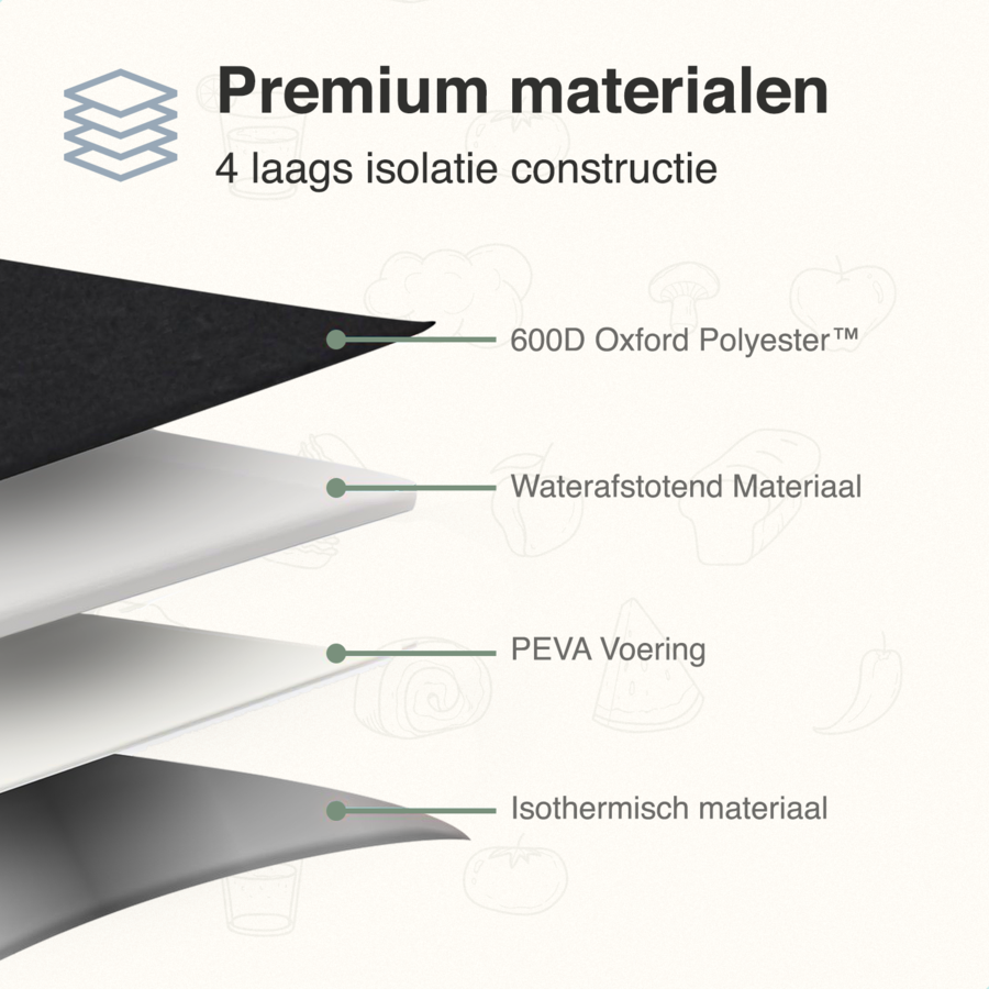 ForDig Koeltas XL (30 liter) - Gemaakt van 600D Polyester met PEVA-Voering - Ruimte voor 40 Blikjes of 20 Halve Liter Flessen - Opvouwbaar Koel Tas met Easy-Acces Flap - Ruimte voor Bestek - Picknick Cool Bag - Coolerbag - Grote Cooler - Zwart