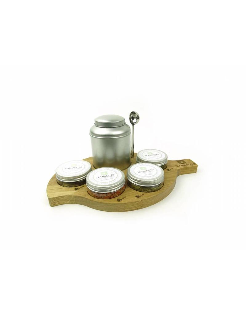 Dutch Tea Maestro Tea Maestro - Plateau Set: serveerplank, blikje, lepel