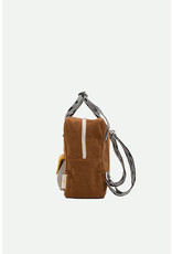 Sticky Lemon Small backpack corduroy | walnut brown + marigold + steel blue