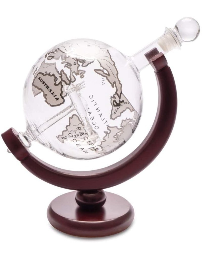 Balvi Whiskey Decanter - Wereldbol Globe - Glas en Hout