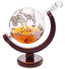 Bijzonder Design Store Whiskey Decanter - Wereldbol Globe - Glas en Hout