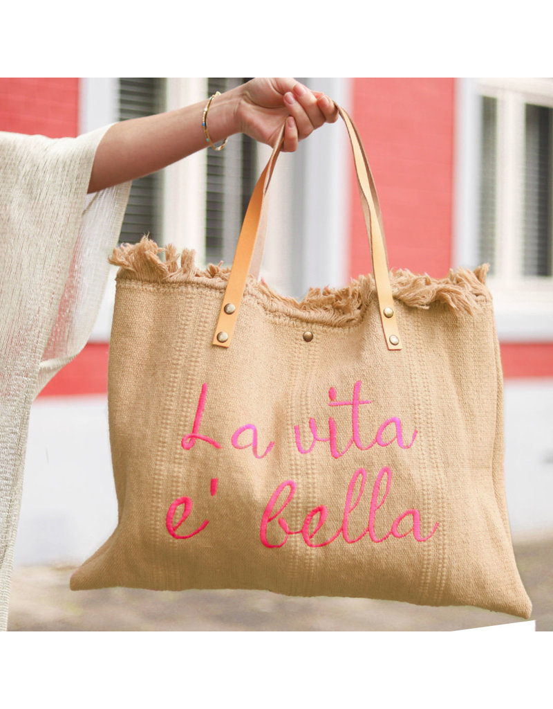 Bijzonder Design Store Strandtas | Shopper - La Vita é Bella - Taupe