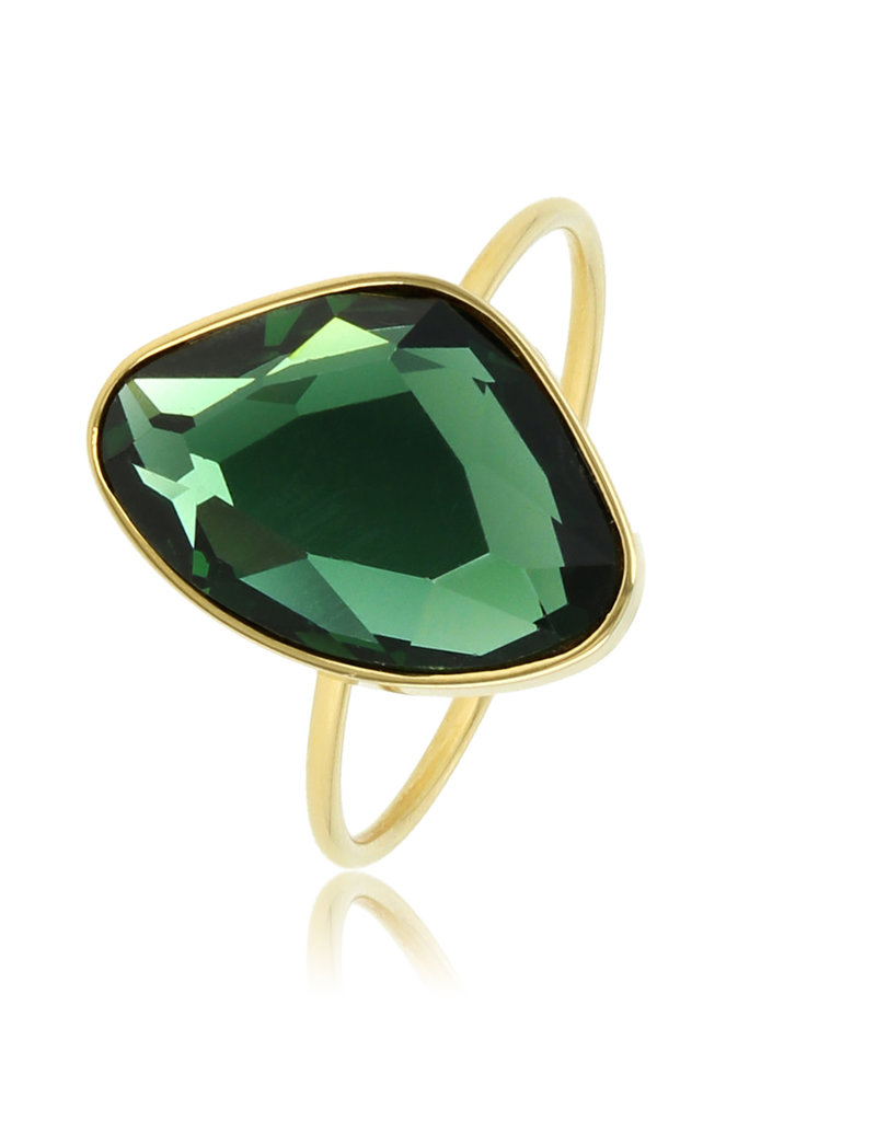 My Bendel Ring  Goud met groene steen - ovaal