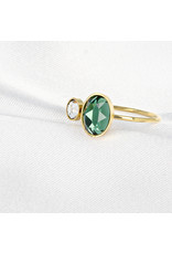 My Bendel Ring Goud met groene en kristal steen