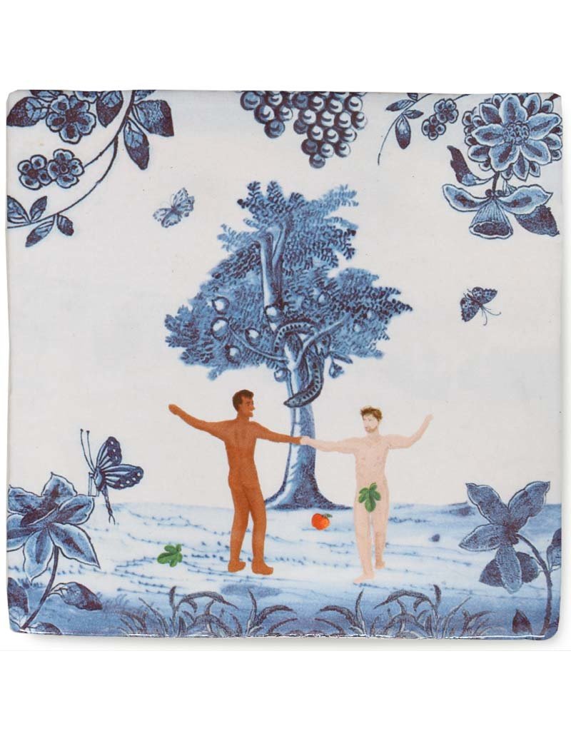 StoryTiles Adam & Adam in the Garden of Eden | Adam & Adam in de Tuin van Eden | 10x10 cm