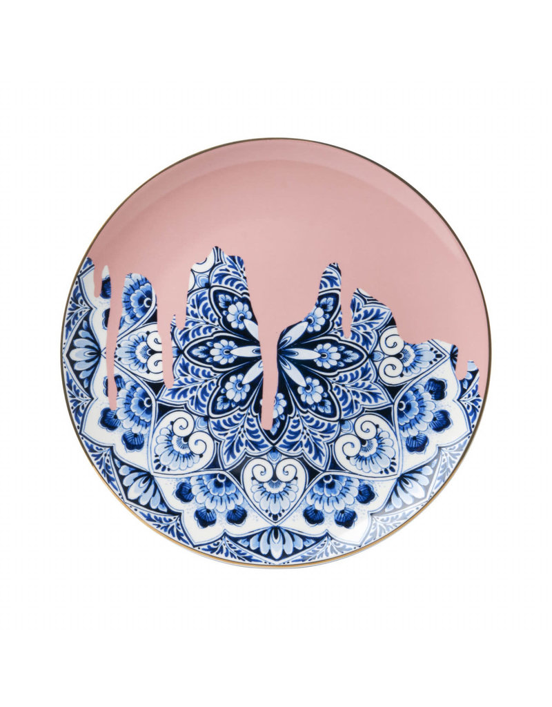 Heinen Delfts Blauw Wandbord Mandala Roze Ø 26,5 cm