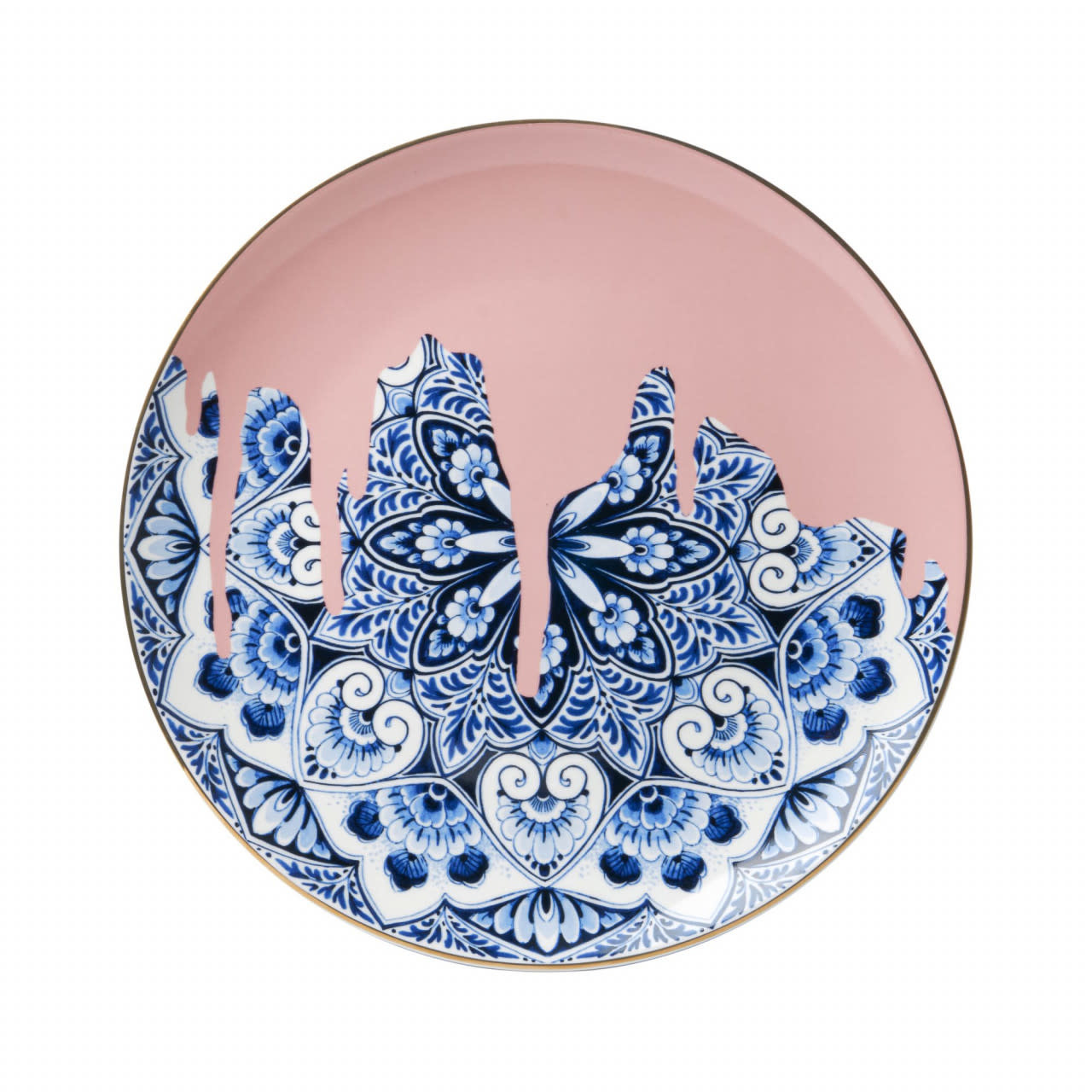 vals overdrijving Jet Heinen Delfts Blauw Wandbord Mandala Roze Ø 26,5 cm - Bijzonder Design Store
