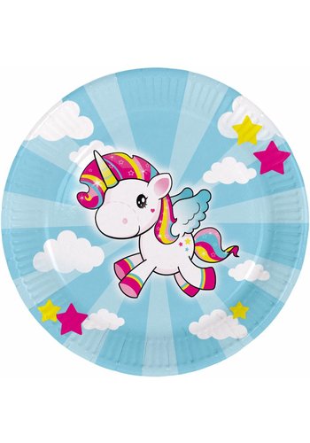 Unicorn bordjes 23cm - 8 stuks 