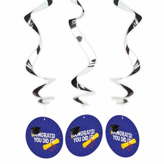 Folat Swirl Deco "Congrats You Did It" - 3 stuks