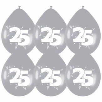 Haza-Witbaard Ballonnen Zilver 25 - 6 stuks