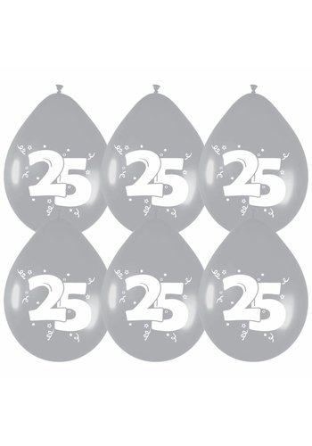 Ballonnen Zilver 25 - 6 stuks 