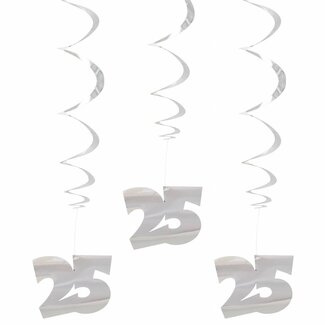 Folat Swirl Decoratie Zilver 25 - 3 stuks