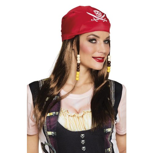 Pruik Pirate Mary met Bandana 