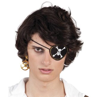 Boland Set Pirate skull ooglapje en oorbel