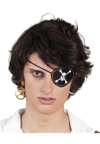 Set Pirate skull ooglapje en oorbel 