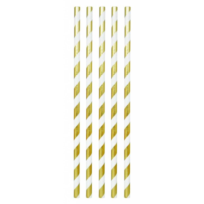 Papieren Rietjes Goud/Wit