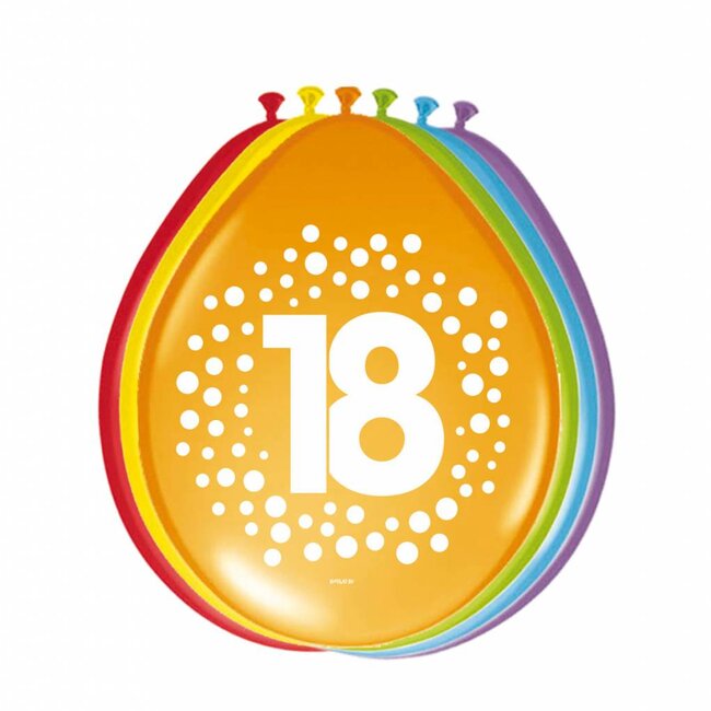 Happy Birthday Dots Ballonnen 18 - 8 stuks